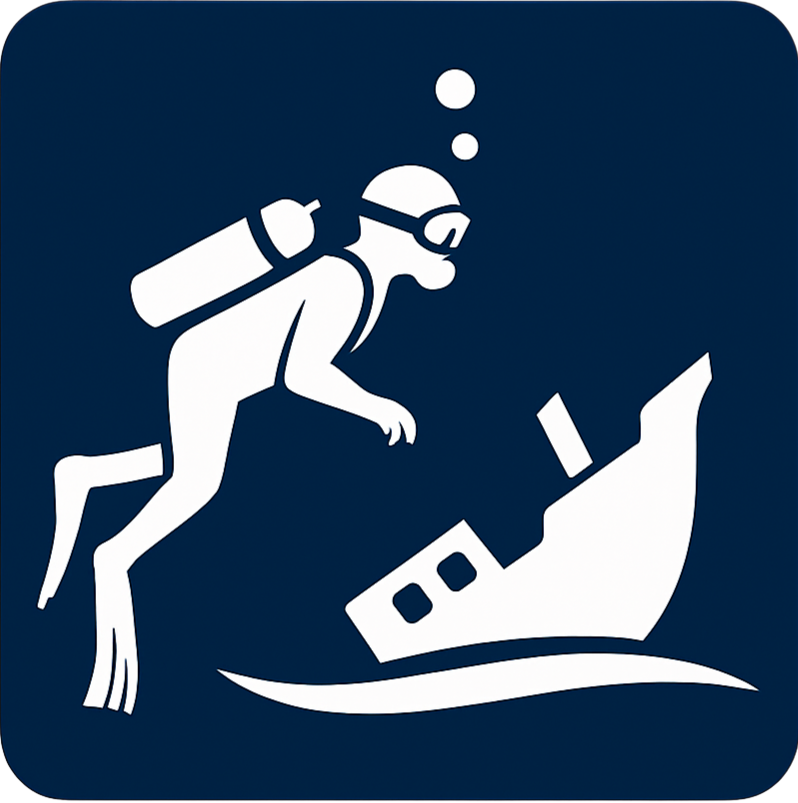 Ekran aplikacji Dive Log & Wrecks dla nurków