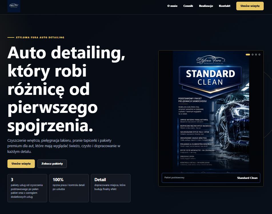 Screenshot strony Stylowa Fura Detailing